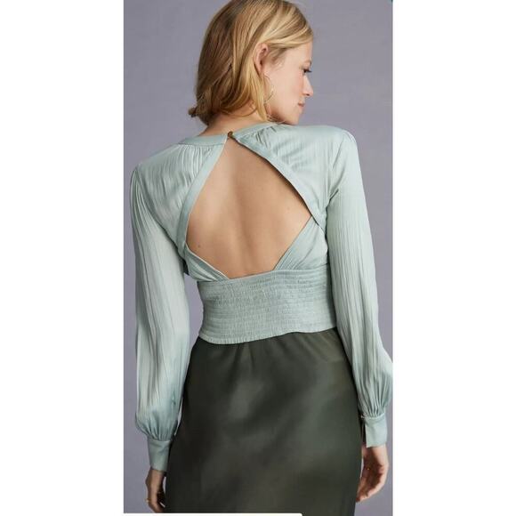 By Athropologie Blouson Sleeve Blouse Top Womens Size XXS NWT - Picture 10 of 10